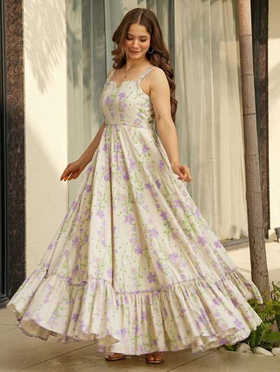 women floral print shoulder strap tiered dress - 22088858 -  Standard Image - 3