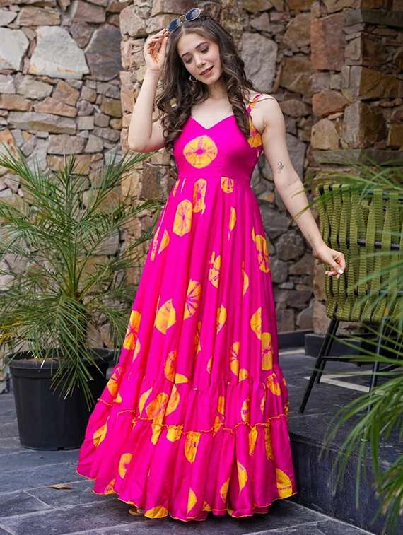 women printed shoulder strap tiered dress - 22088861 -  Standard Image - 3