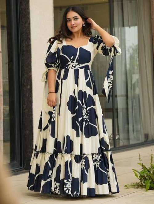 floral print tiered maxi dress puff sleeves - 22088883 -  Standard Image - 0