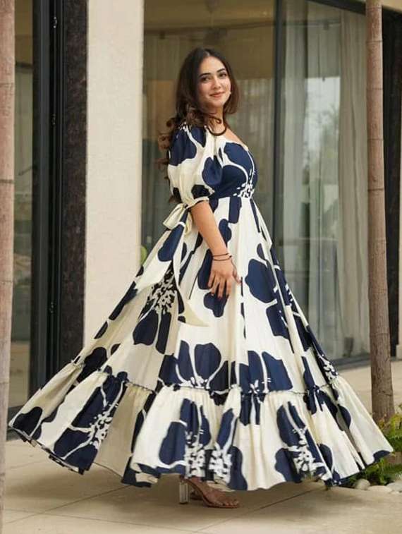 floral print tiered maxi dress puff sleeves - 22088883 -  Standard Image - 3