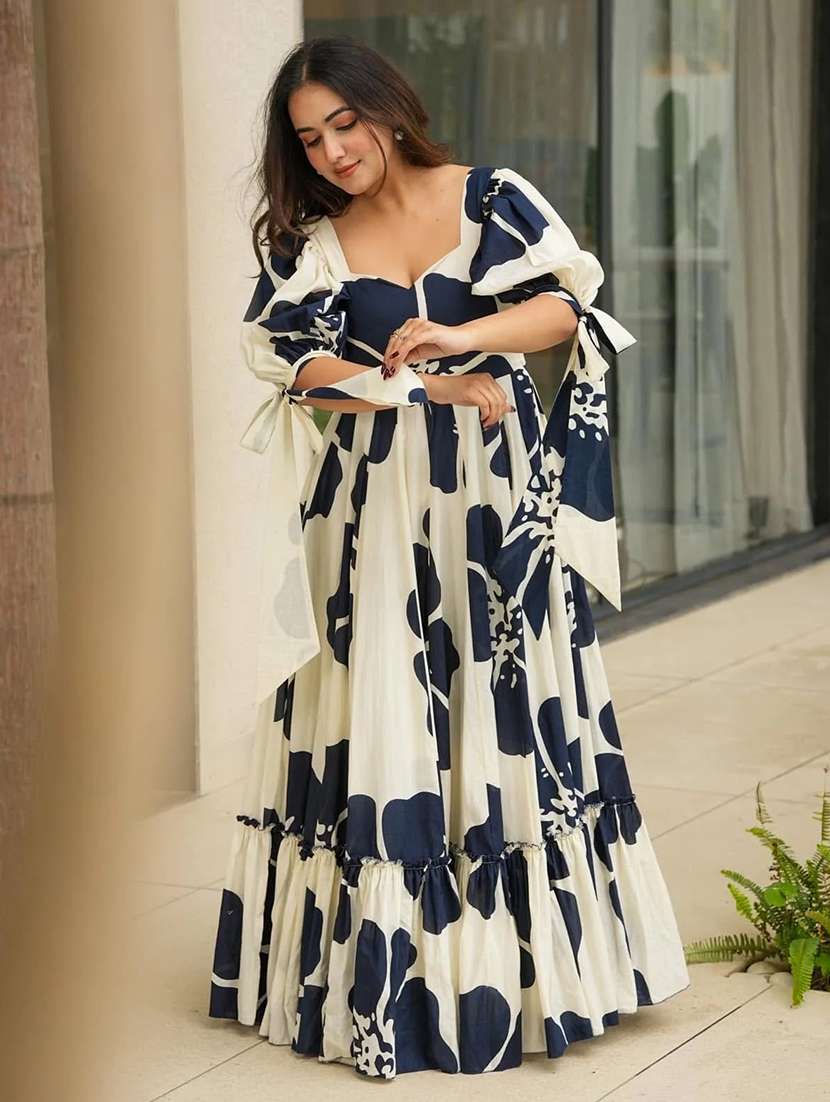 floral print tiered maxi dress puff sleeves - 22088883 -  Standard Image - 5
