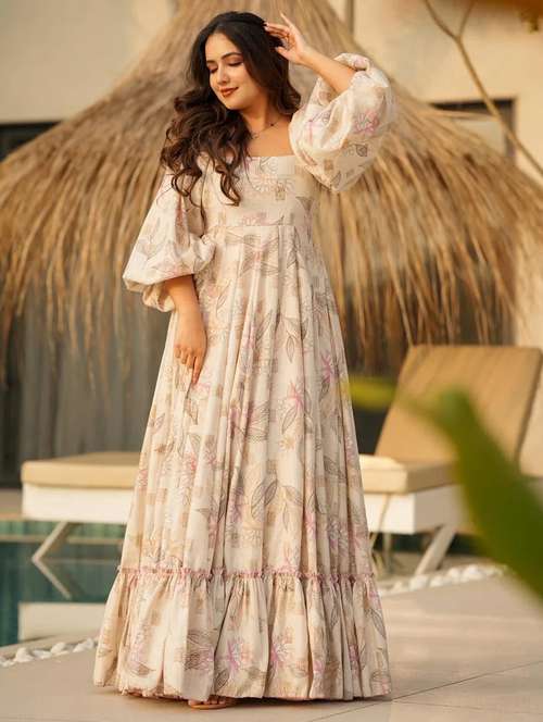 cream rayon ballon  dress - 22088887 -  Standard Image - 0