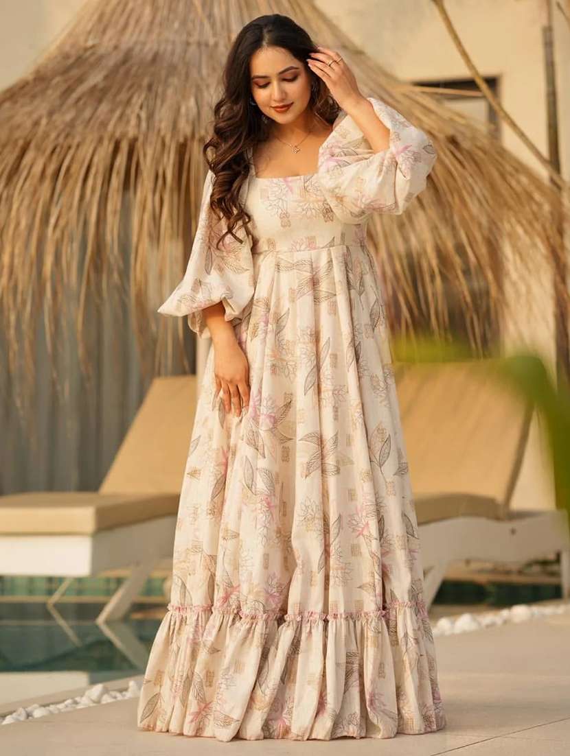 cream rayon ballon  dress - 22088887 -  Standard Image - 3