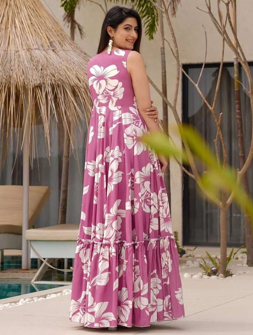 women floral print sleeveless tiered dress - 22088888 -  Standard Image - 3