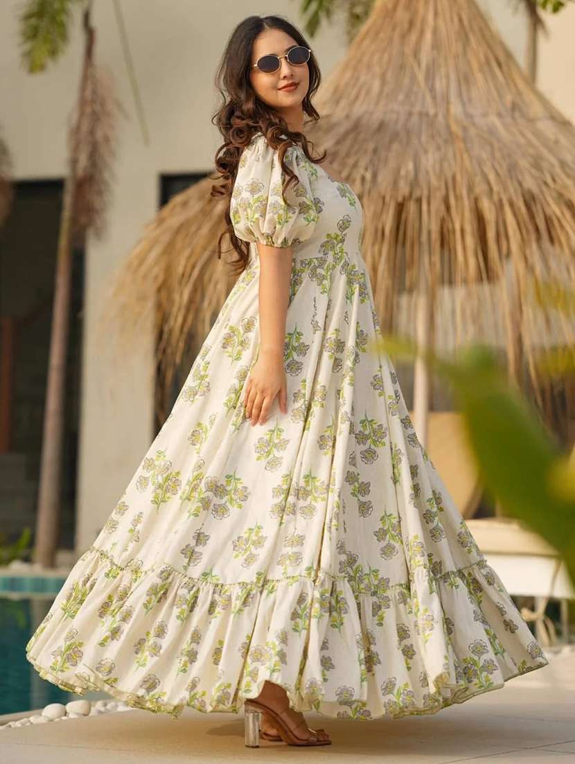 women floral print puff sleeve tiered dress - 22088892 -  Standard Image - 3