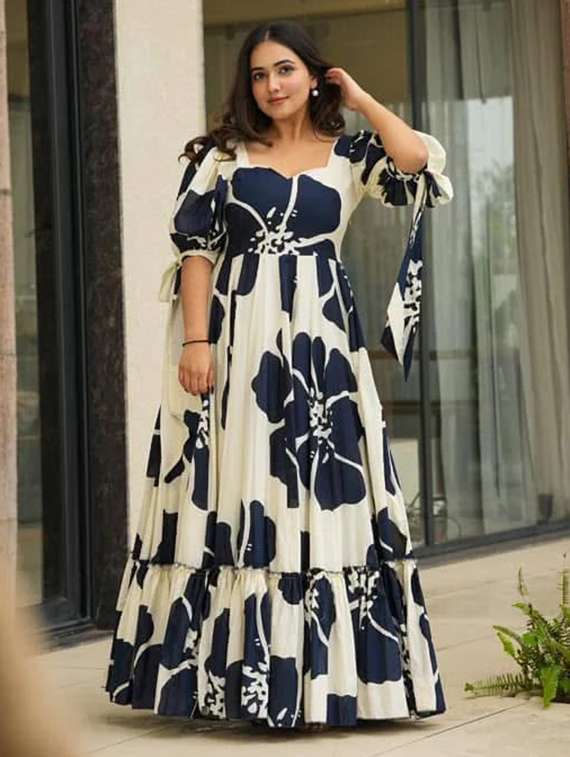 women floral print puff sleeve tiered dress