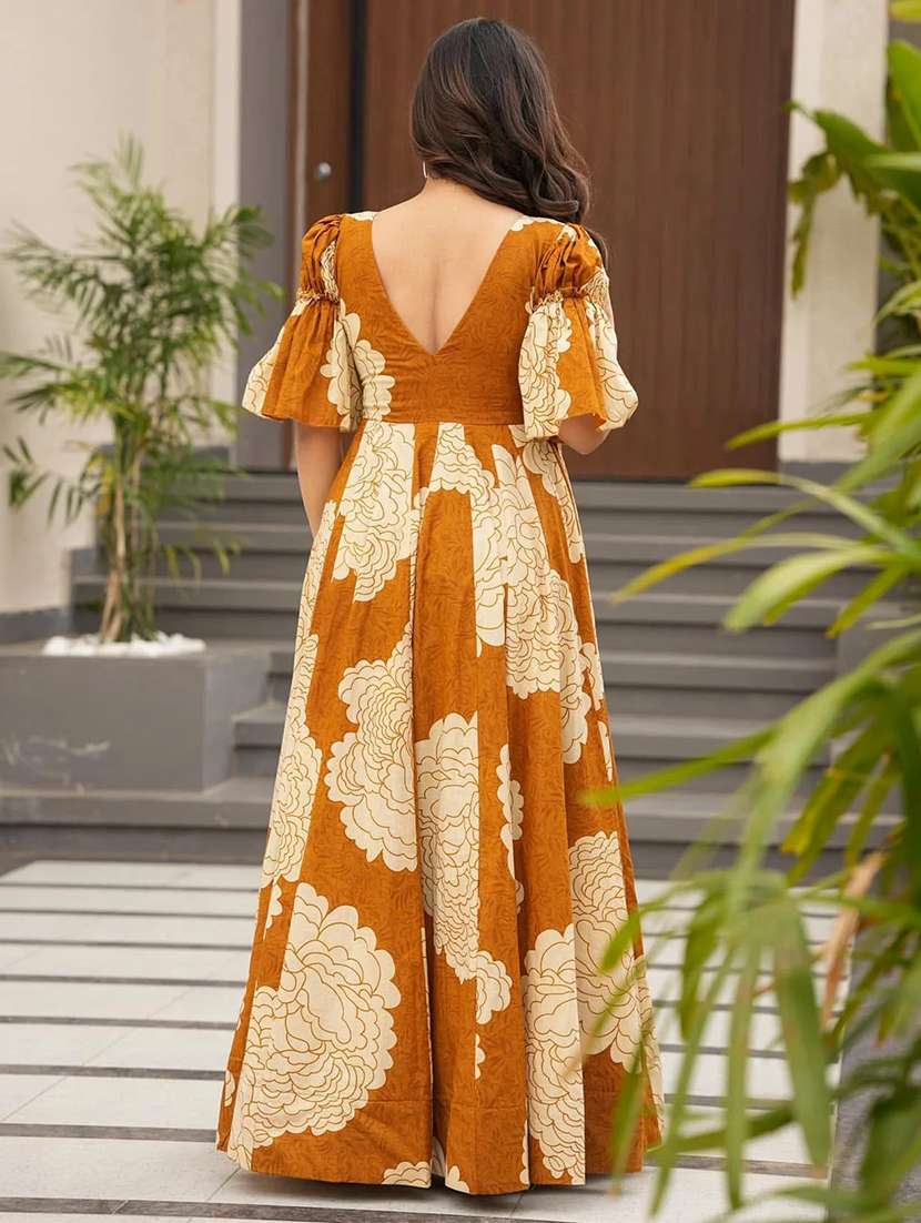 women floral print puff sleeve fit & flare dress - 22088896 -  Standard Image - 3