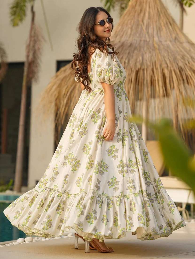 women floral print puff sleeve tiered dress - 22088903 -  Standard Image - 3