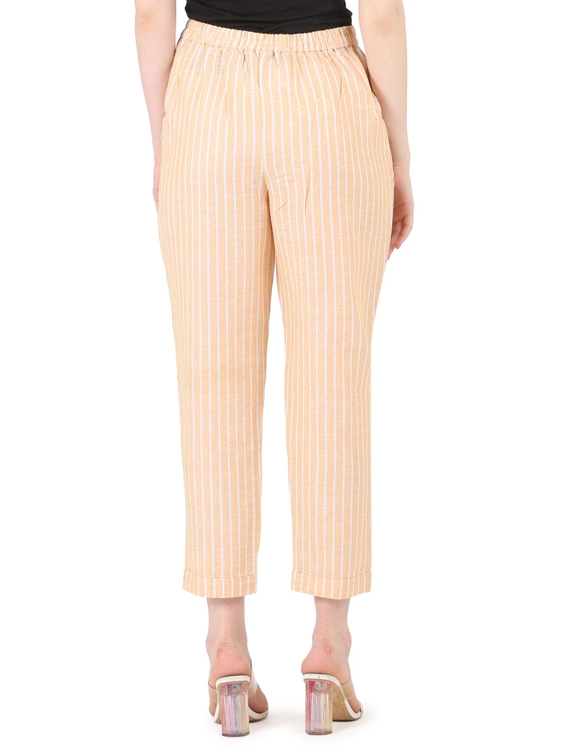 women striped high rise straight trouser - 22088963 - Standard Image - 3