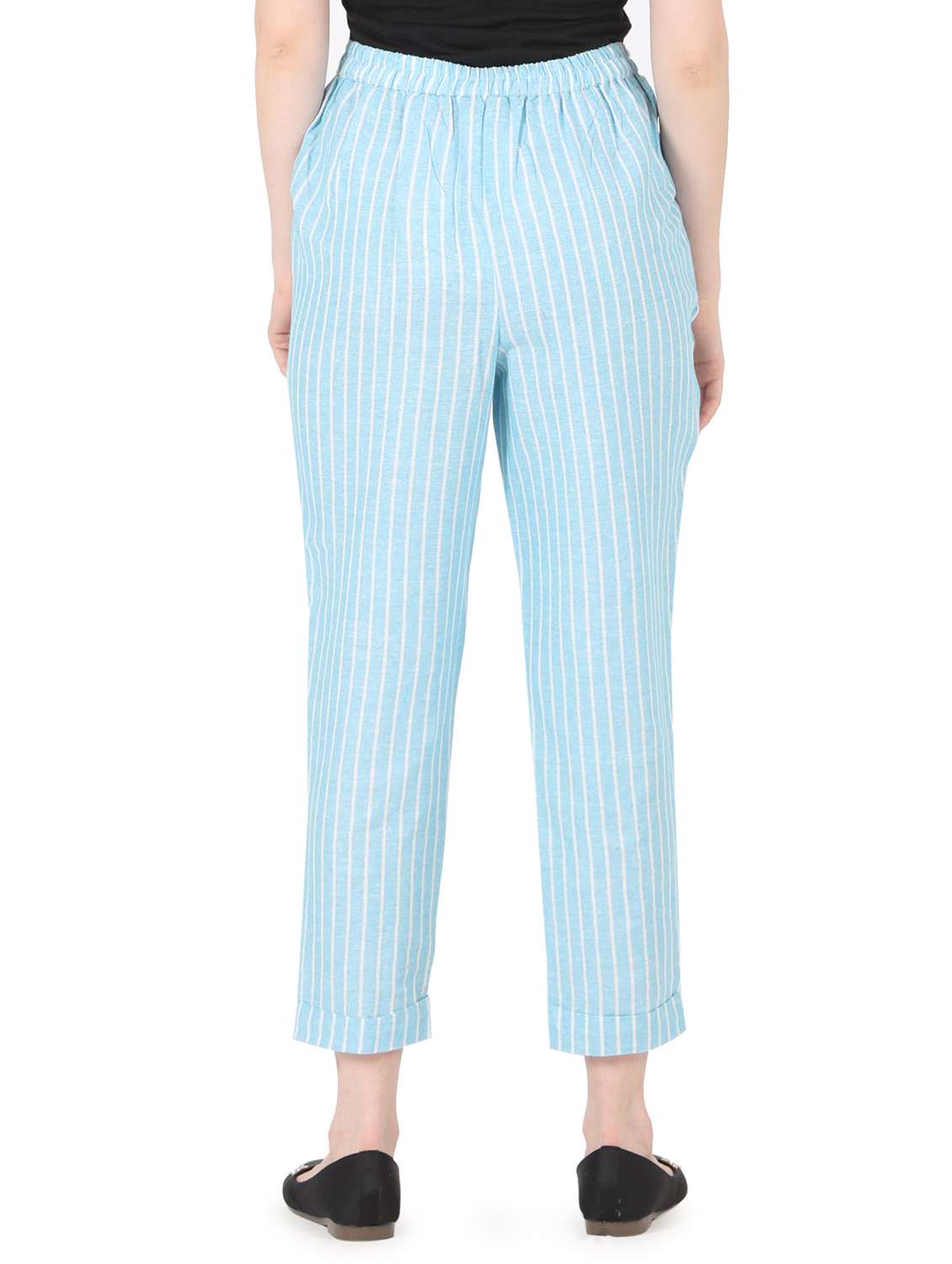 women striped high rise straight trouser - 22088964 - Standard Image - 3