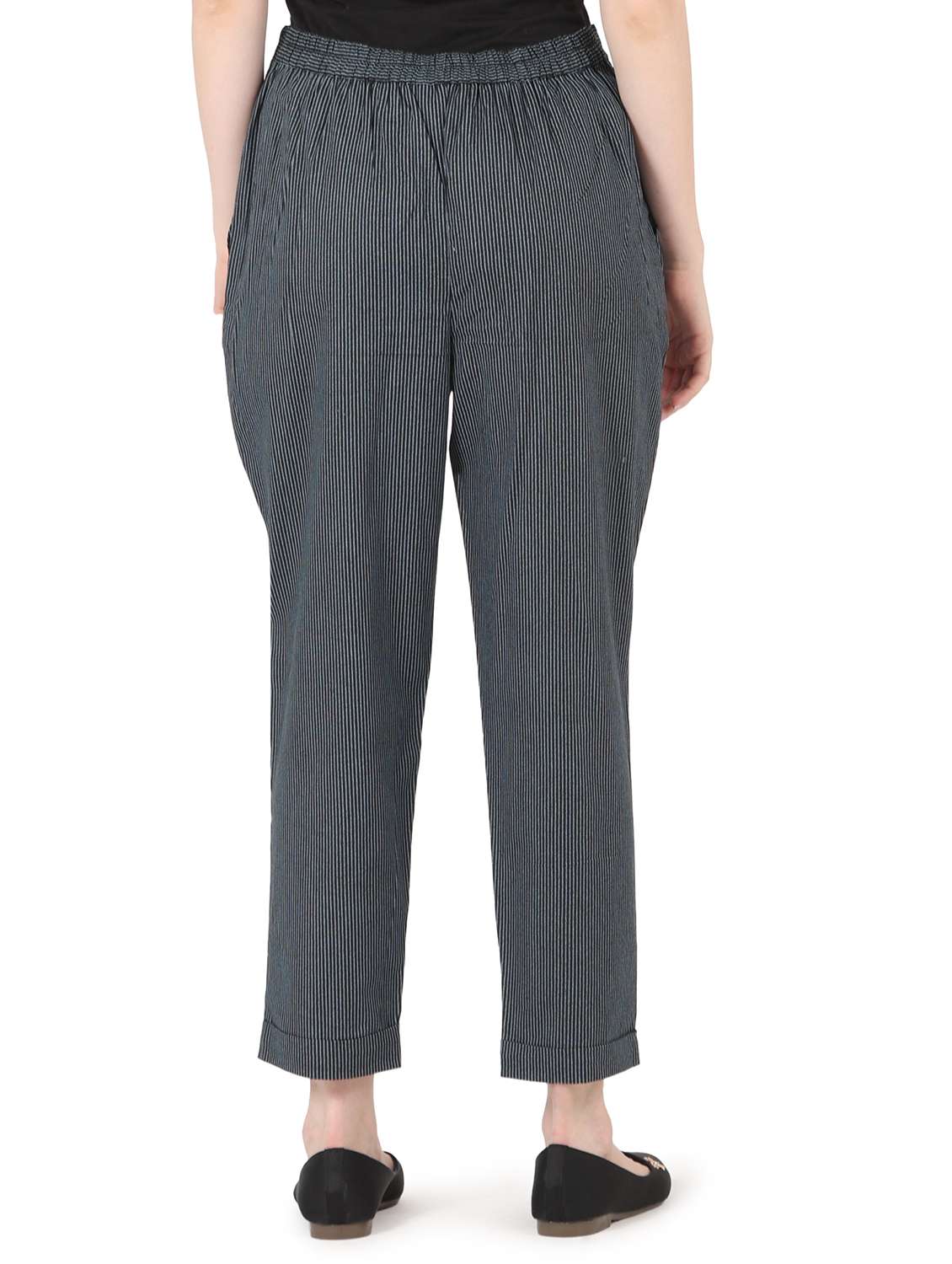 women striped high rise straight trouser - 22088965 - Standard Image - 3