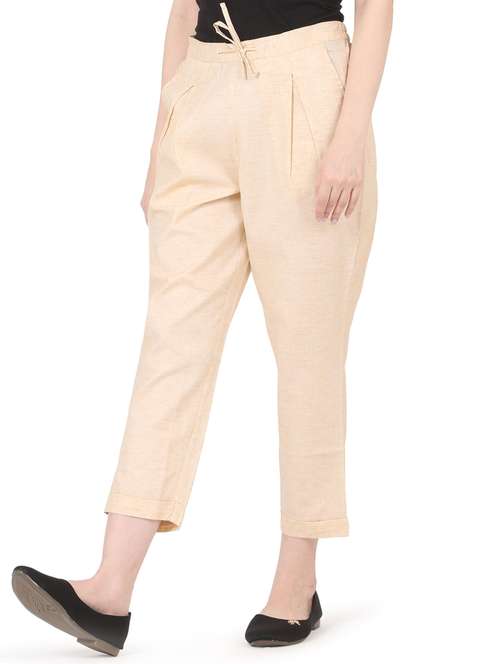 women solid high rise straight trouser - 22088966 -  Standard Image - 0