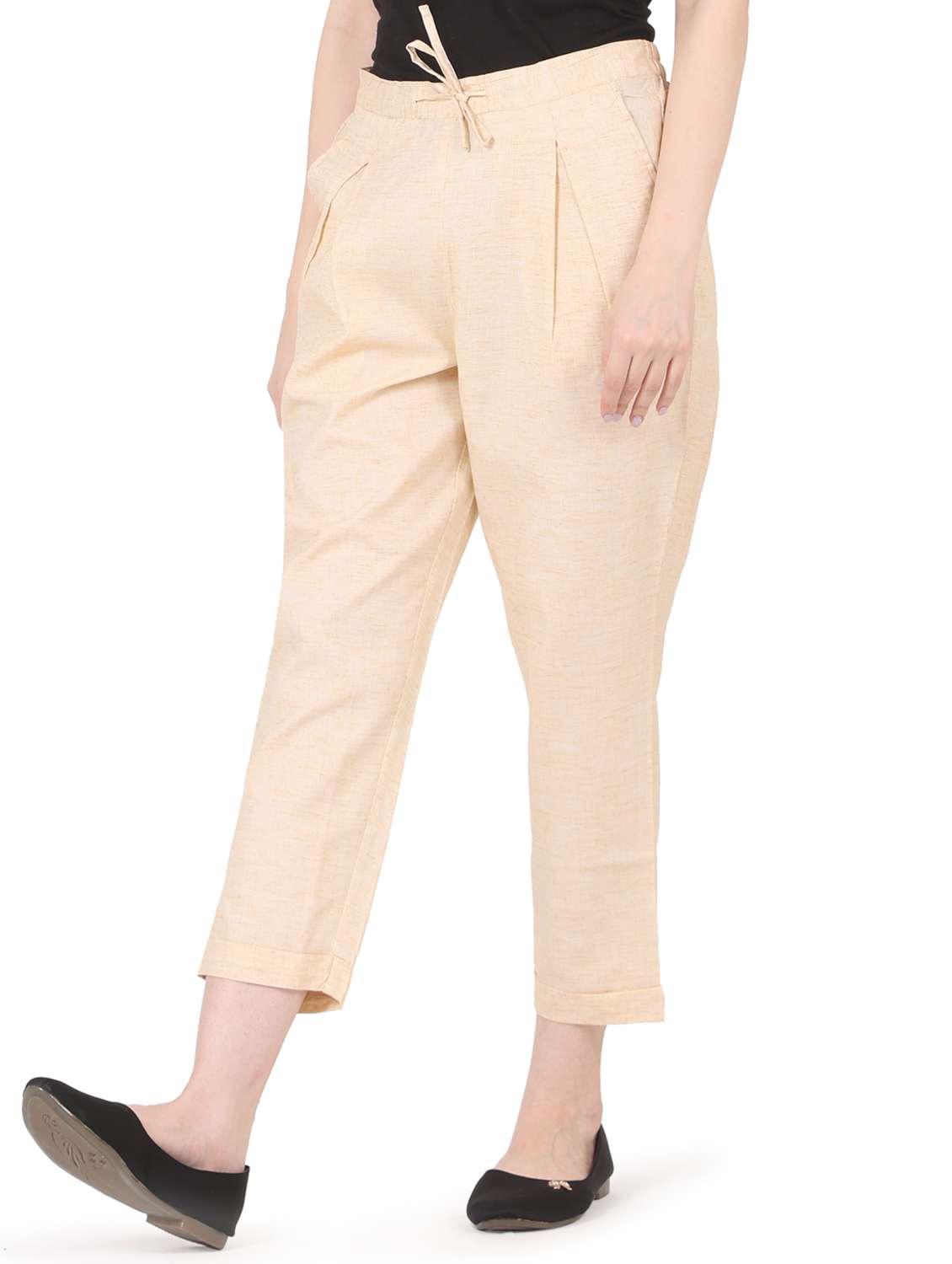 women solid high rise straight trouser - 22088966 -  Zoom Image - 0