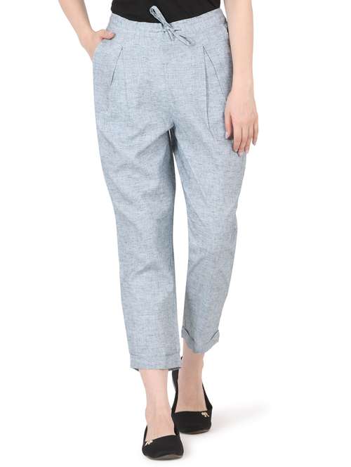 women solid high rise straight trouser - 22088967 -  Standard Image - 0