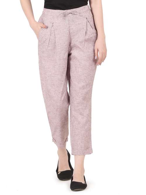 women solid high rise straight trouser - 22088968 - Standard Image - 0