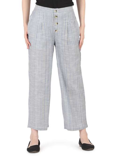 women solid mid rise straight trouser - 22088969 -  Standard Image - 0