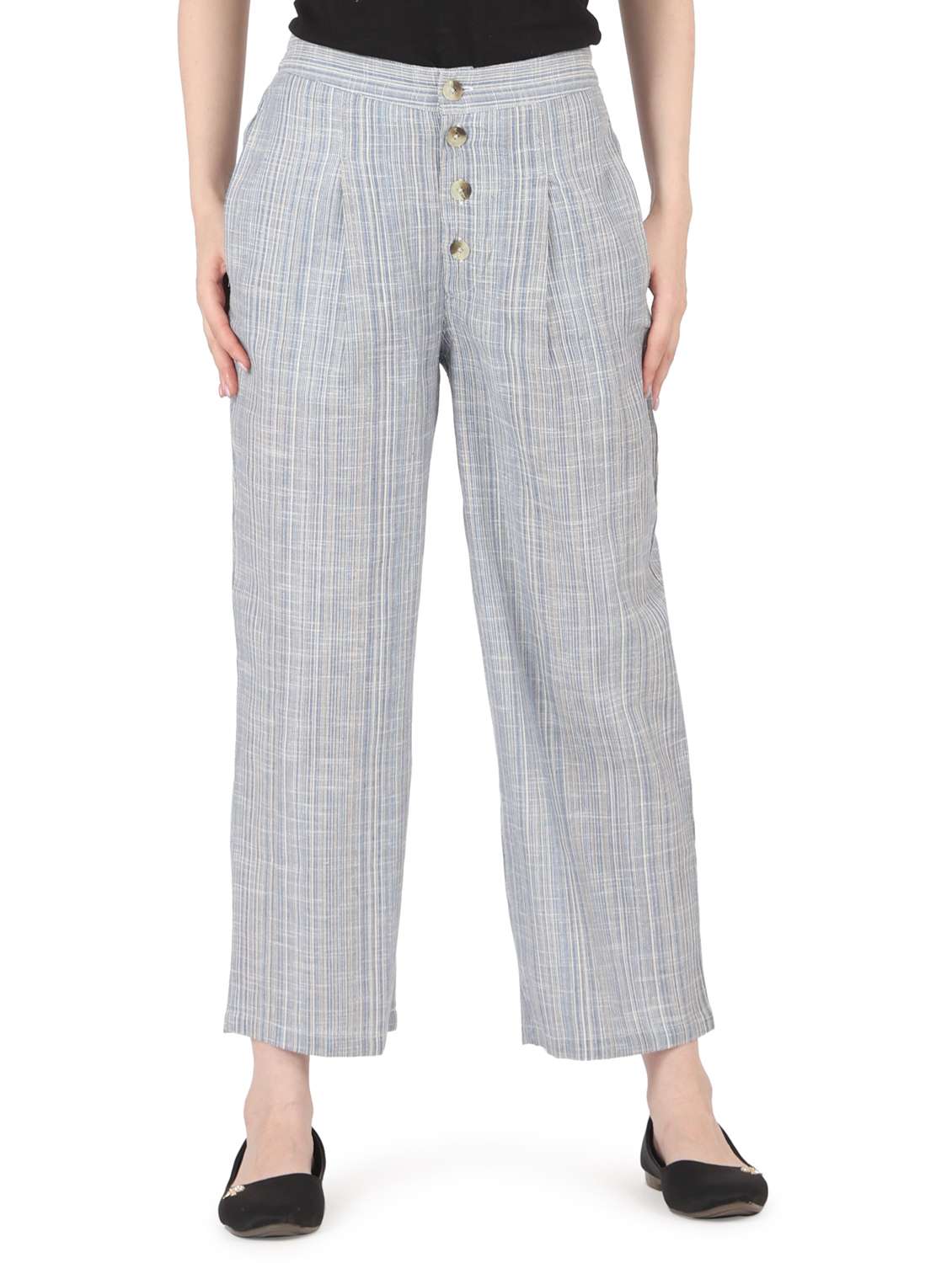 women solid mid rise straight trouser - 22088969 -  Zoom Image - 0