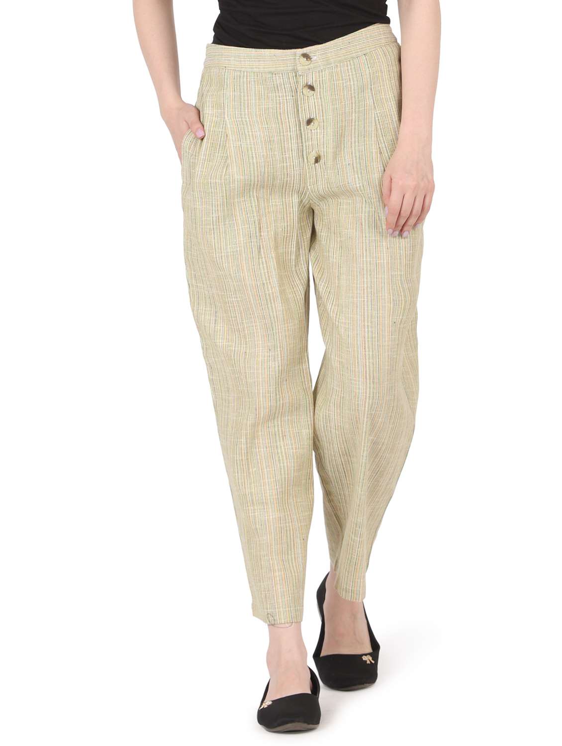 women solid mid rise straight trouser - 22088970 -  Zoom Image - 0