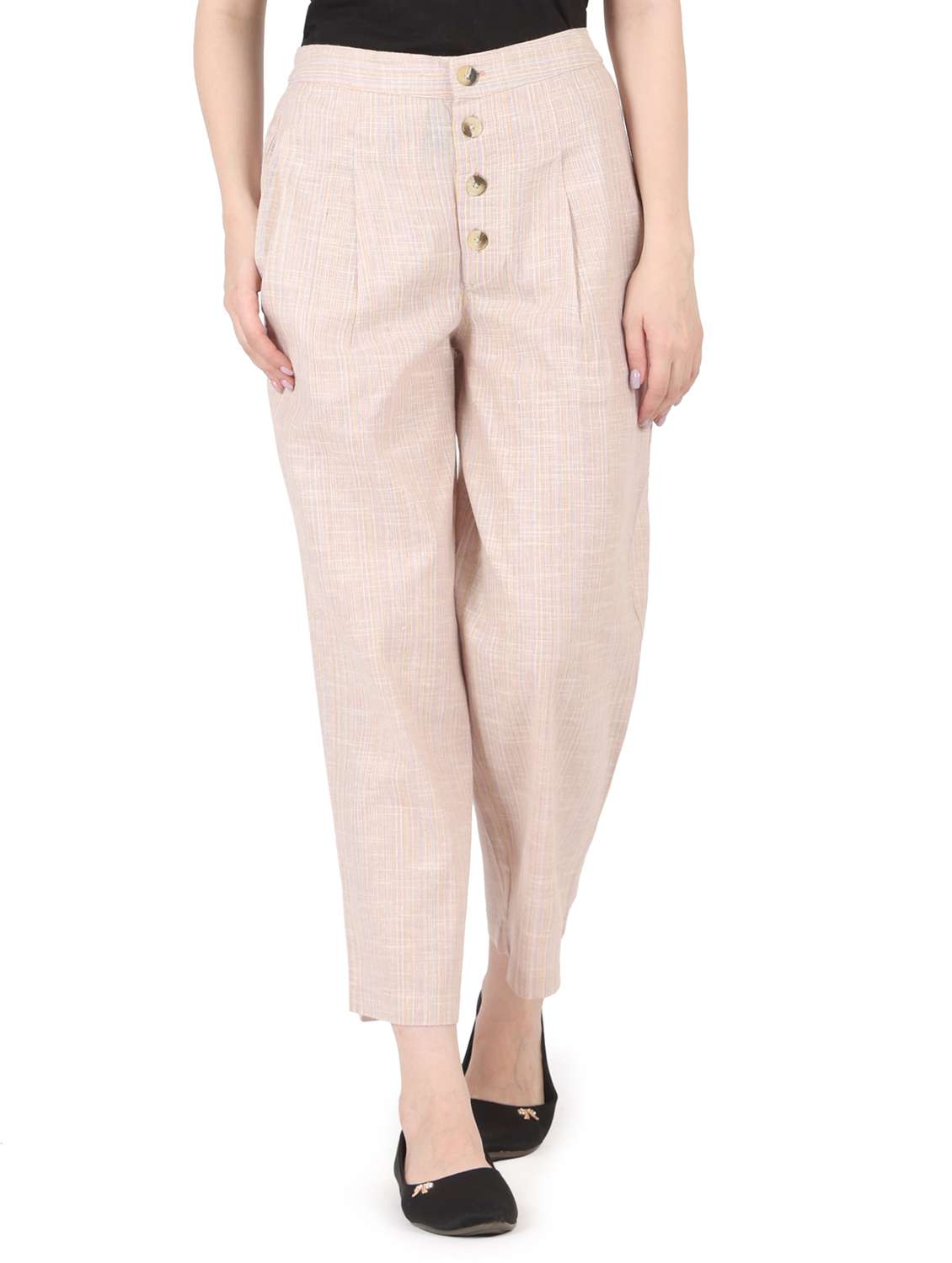 women solid high rise straight trouser - 22088972 - Zoom Image - 0