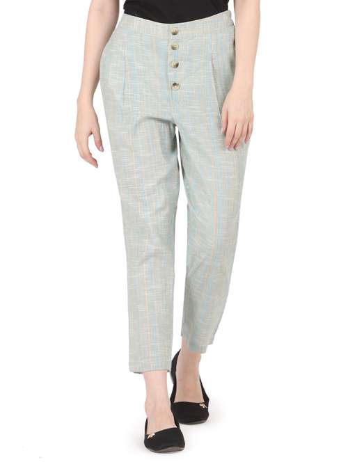 women solid high rise straight trouser - 22088973 -  Standard Image - 0