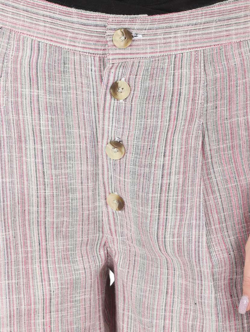 women striped high rise straight trouser - 22088974 - Standard Image - 5