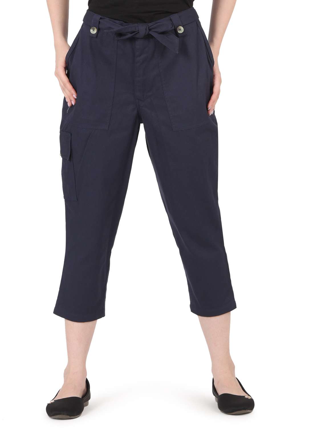 women solid high rise straight trouser