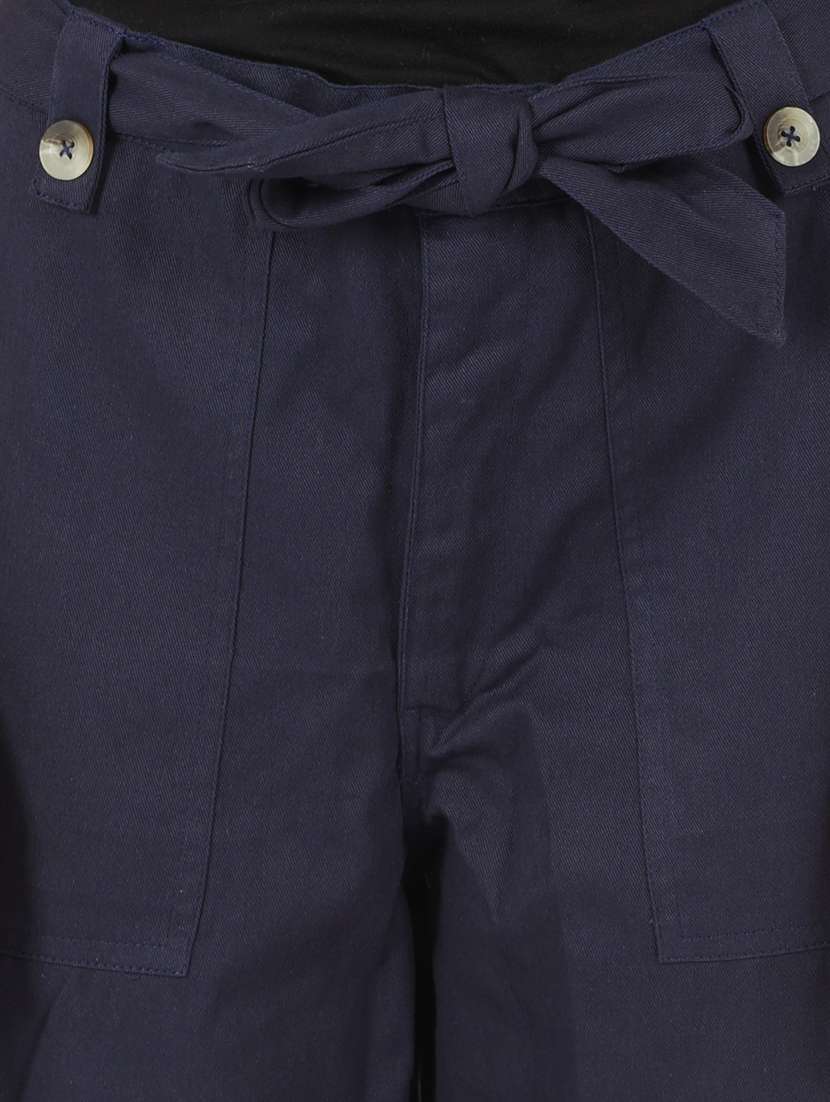 women solid high rise straight trouser - 22088975 - Standard Image - 5