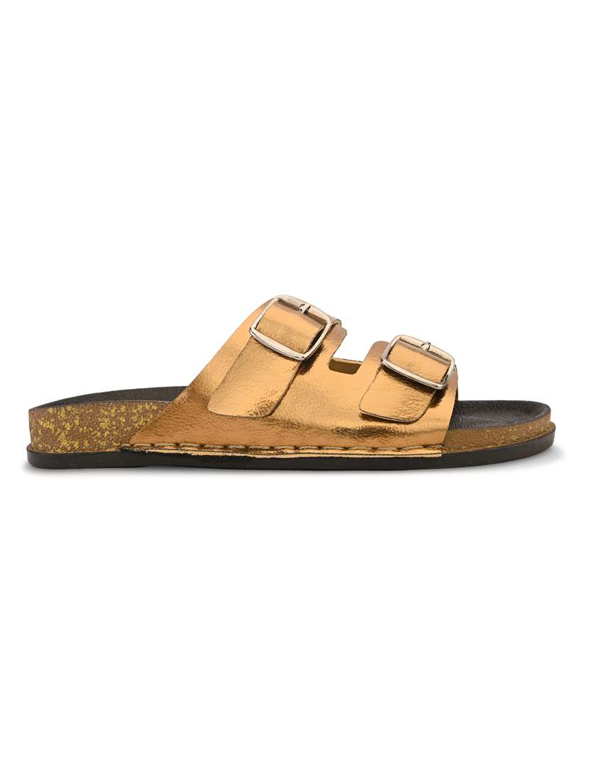 women gold slip on sandal - 22088980 -  Standard Image - 3
