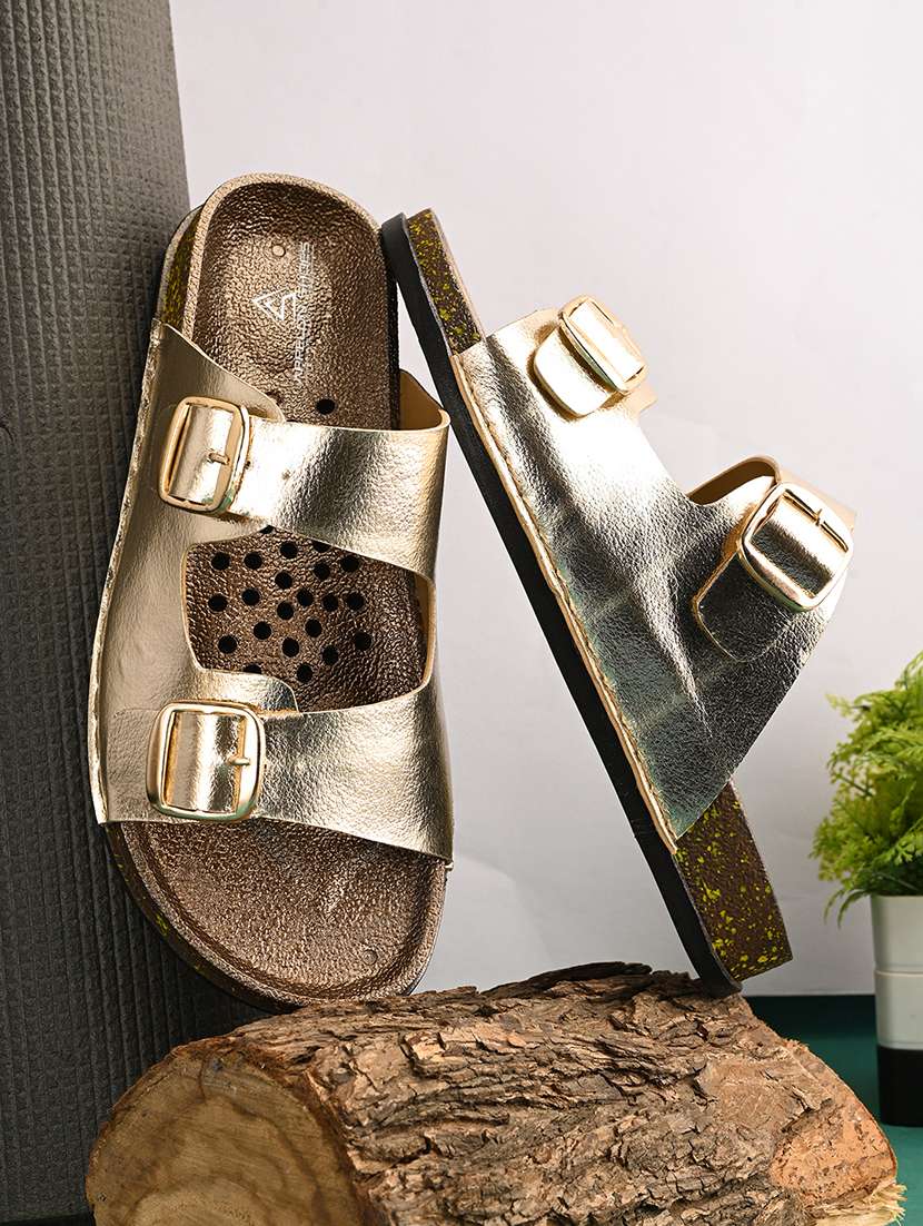 women beige slip on sandal