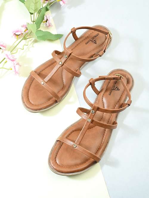 women solid ankle strap flat sandal - 22088989 -  Standard Image - 0