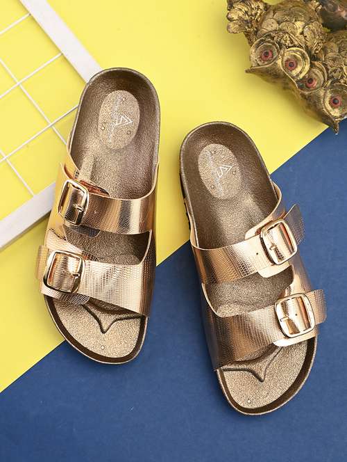 women gold slip on sandal - 22088993 -  Standard Image - 0