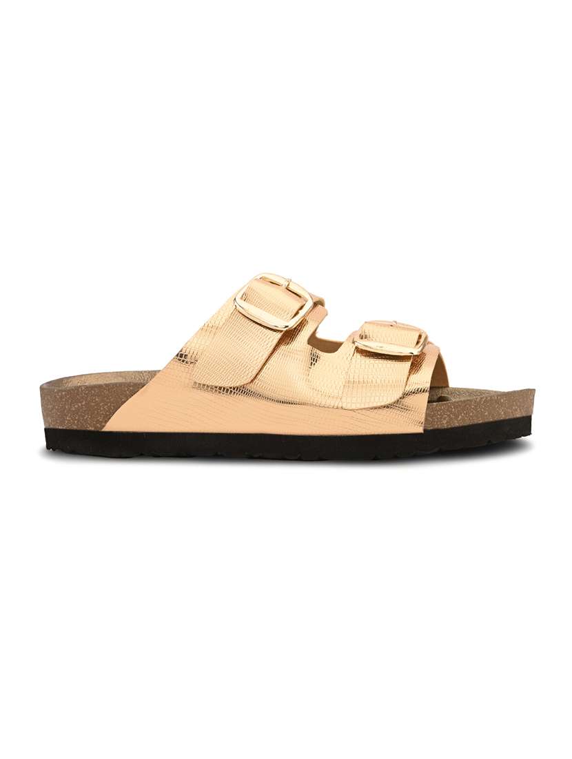 women gold slip on sandal - 22088993 - Standard Image - 3
