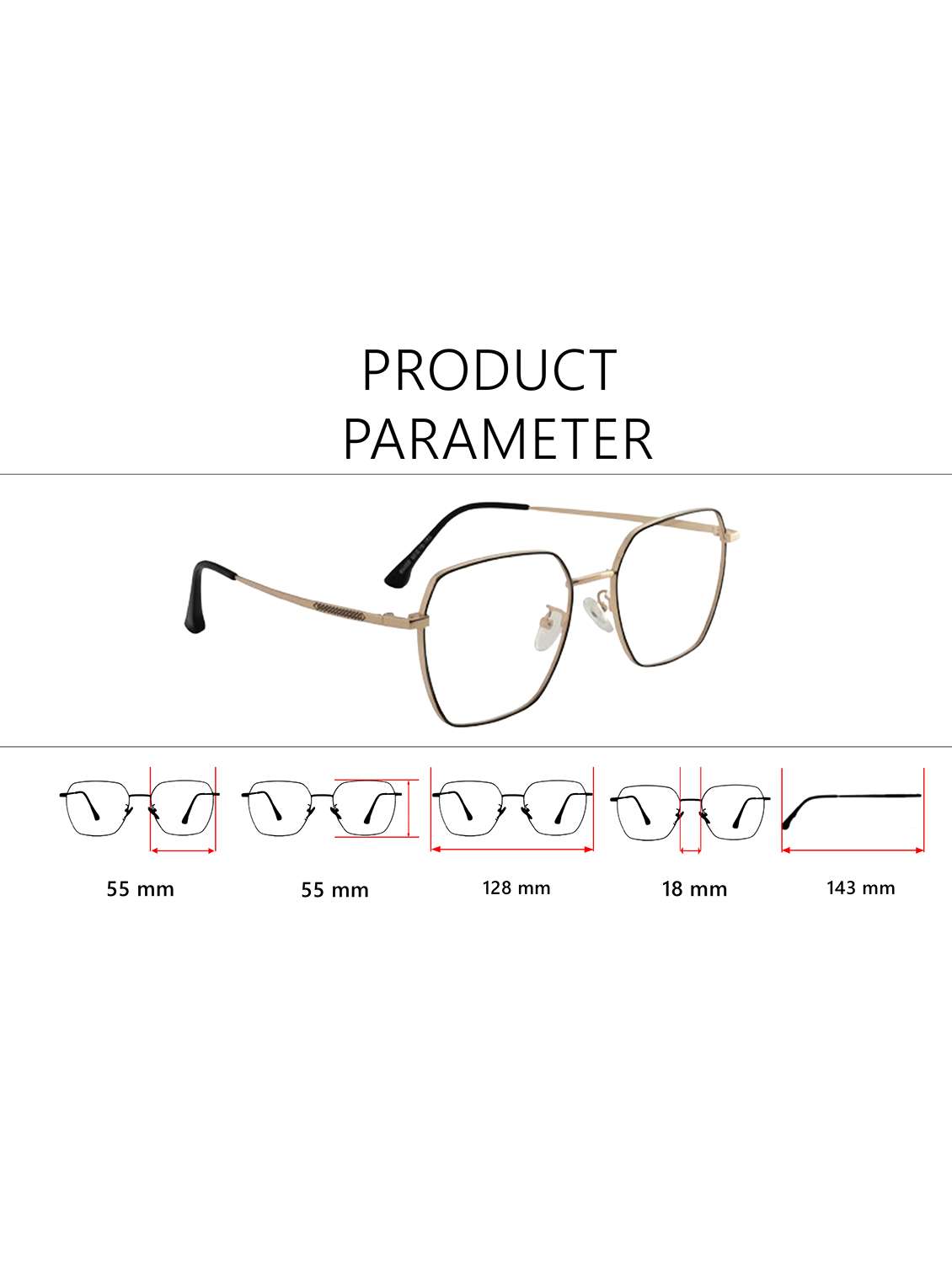 hexagon metal frames with blue light protection  - 22089003 -  Standard Image - 3