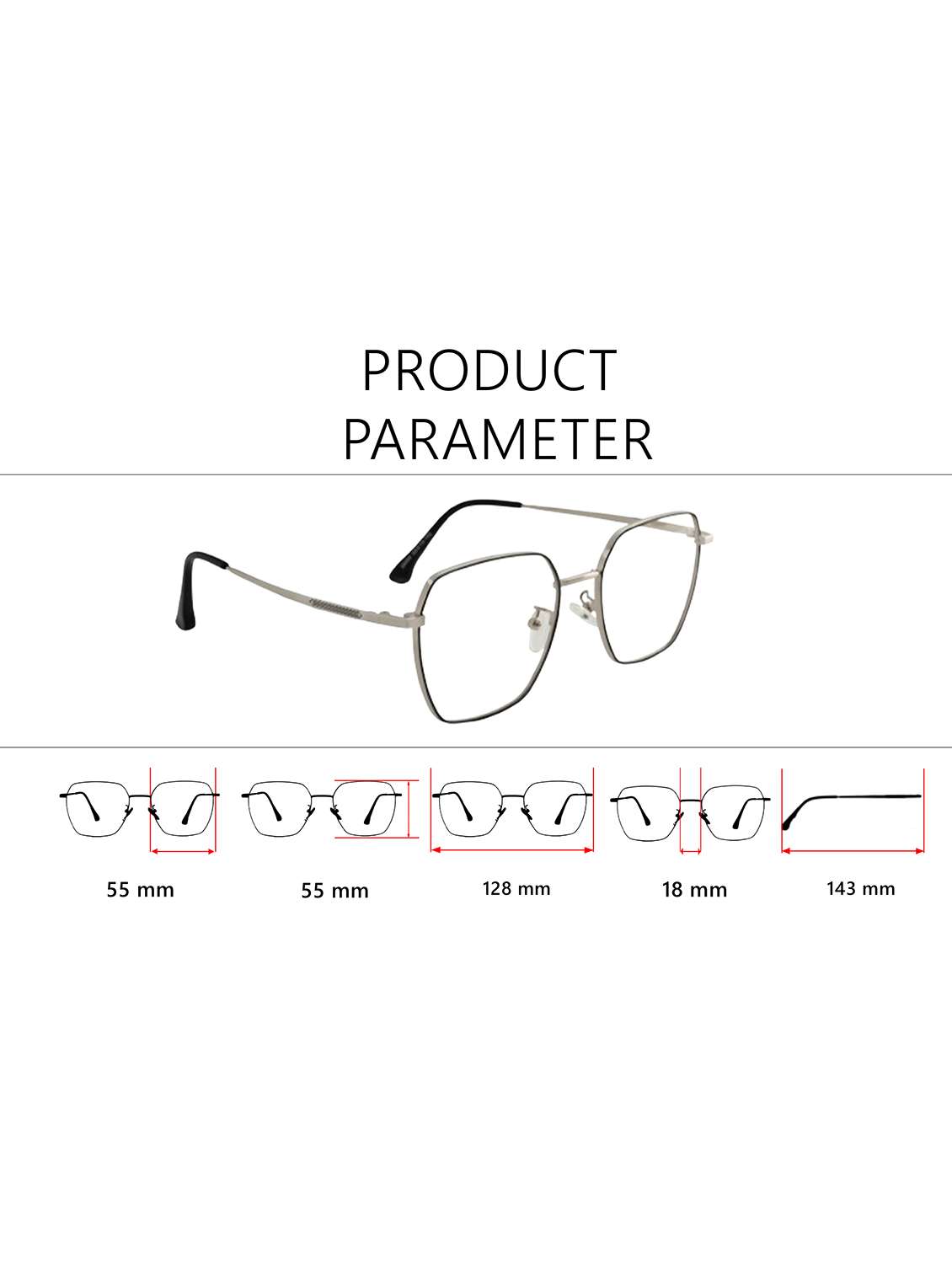 hexagon metal frames with blue light protection  - 22089004 -  Standard Image - 3