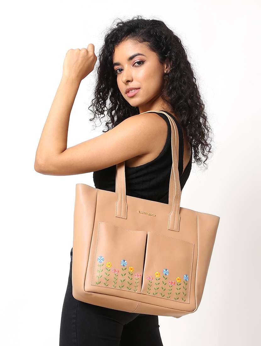 women embroidered leatherette (pu) tote bag - 22089012 -  Standard Image - 3