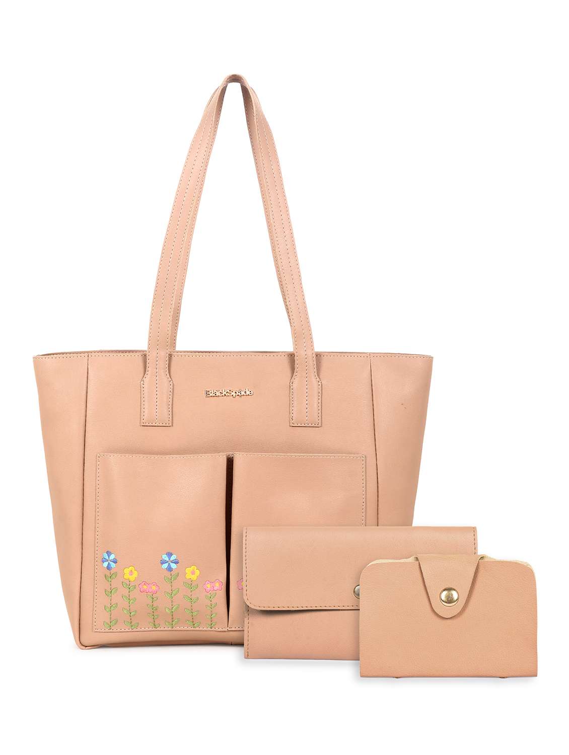 women embroidered leatherette tote bag with 2 pouch - 22089018 -  Zoom Image - 0