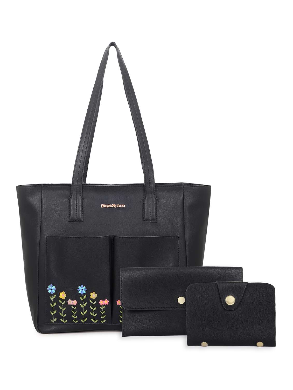 women embroidered leatherette tote bag with 2 pouch - 22089019 -  Zoom Image - 0
