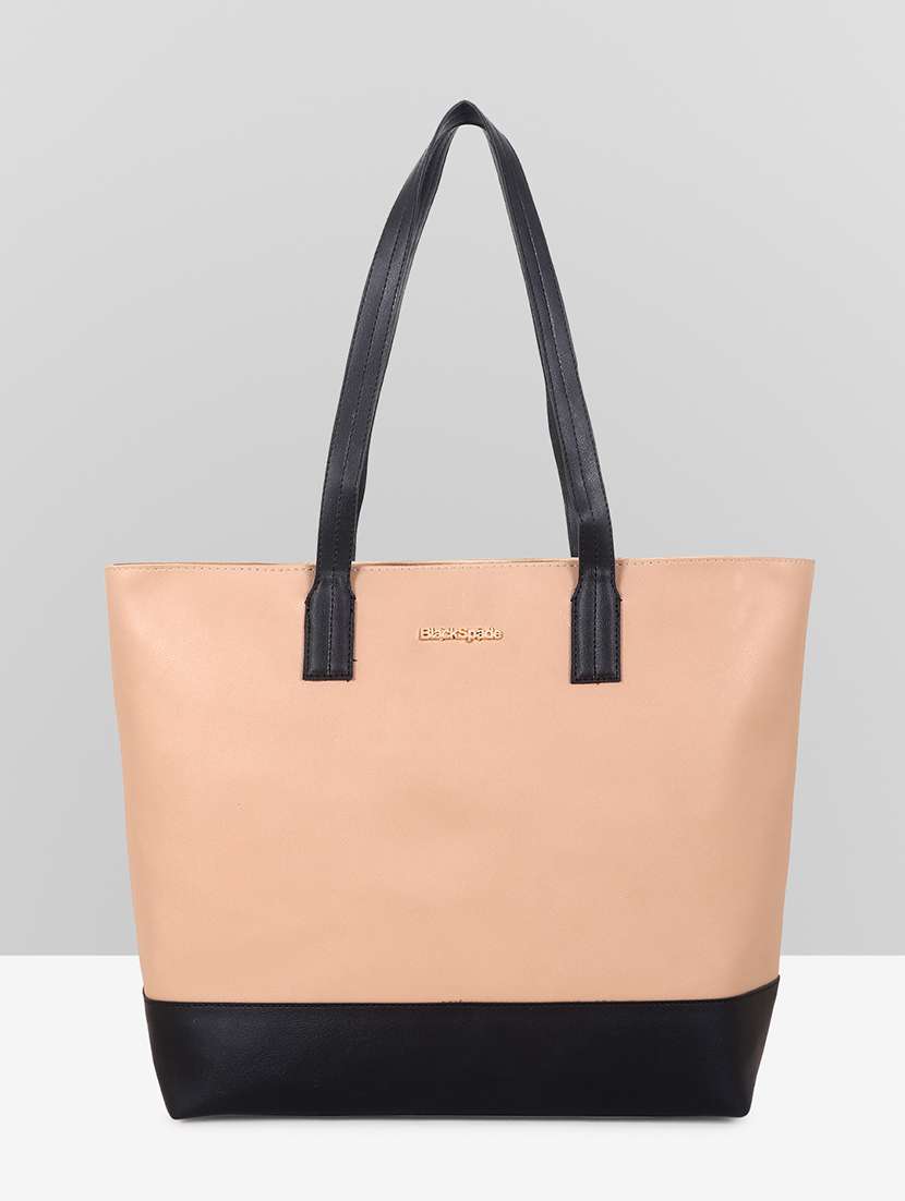 women color blocked leatherette tote bag - 22089030 -  Zoom Image - 0