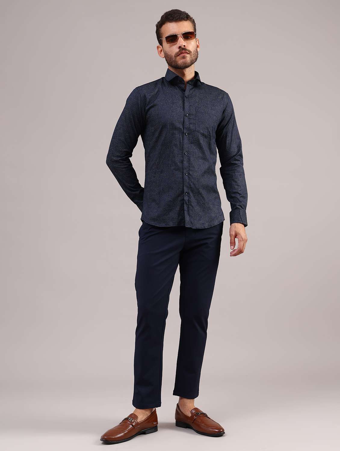 men printed collared long sleeve shirt - 22089048 -  Standard Image - 5