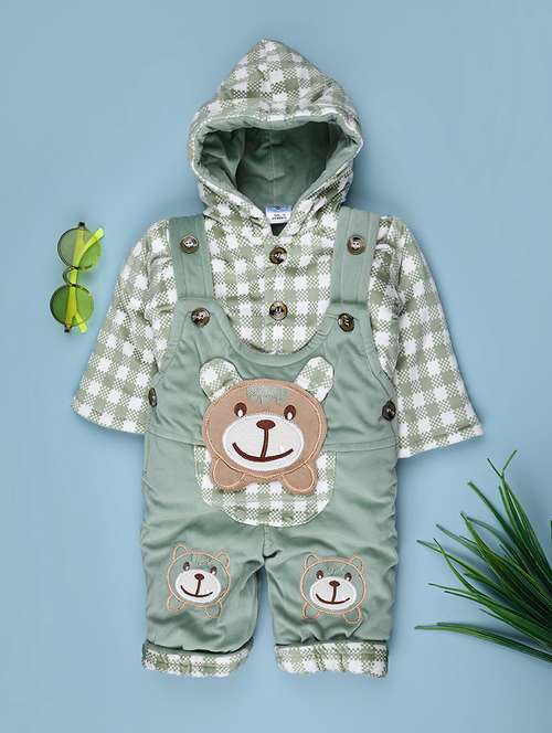 kids checkered long sleeve winterwear dungaree - 22089060 -  Standard Image - 0
