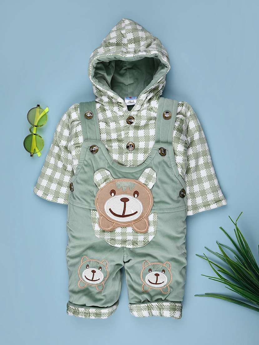 kids checkered long sleeve winterwear dungaree