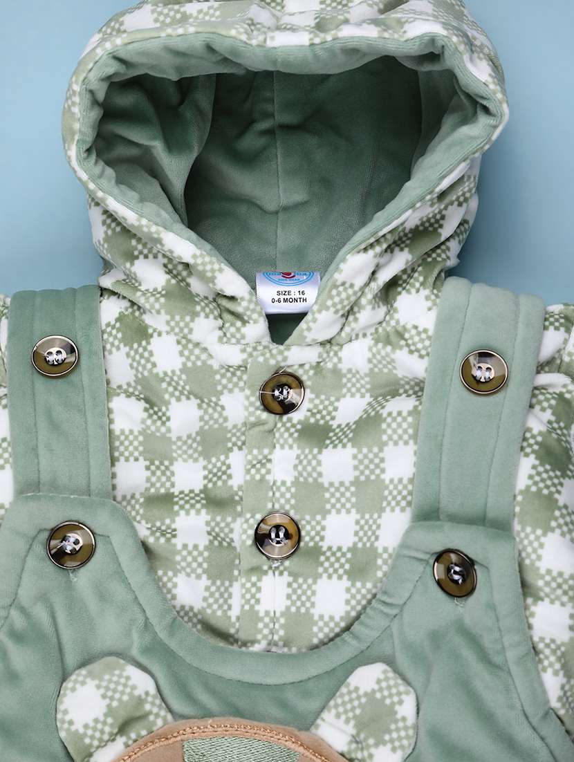 kids checkered long sleeve winterwear dungaree - 22089060 -  Standard Image - 3