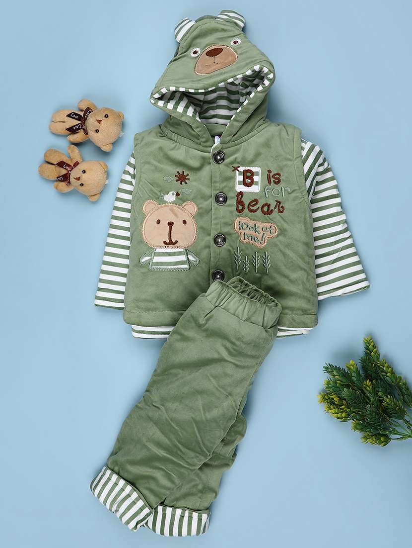 kids striped long sleeve winterwear full length set