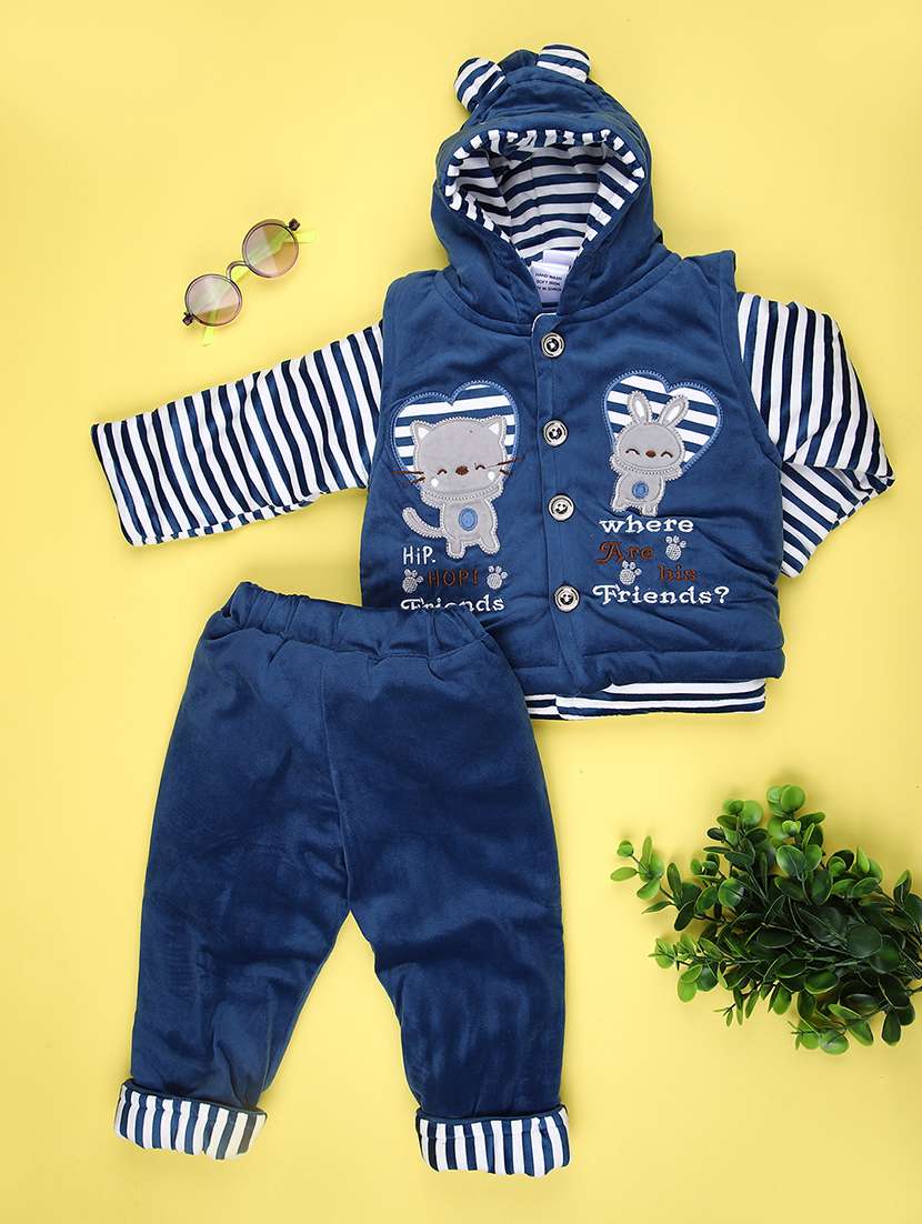 kids striped long sleeve winterwear full length set