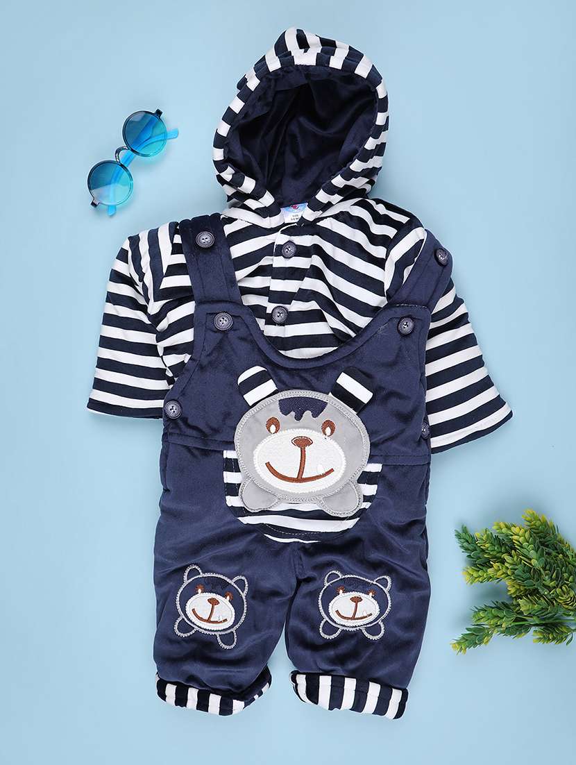 kids striped long sleeve winterwear dungaree