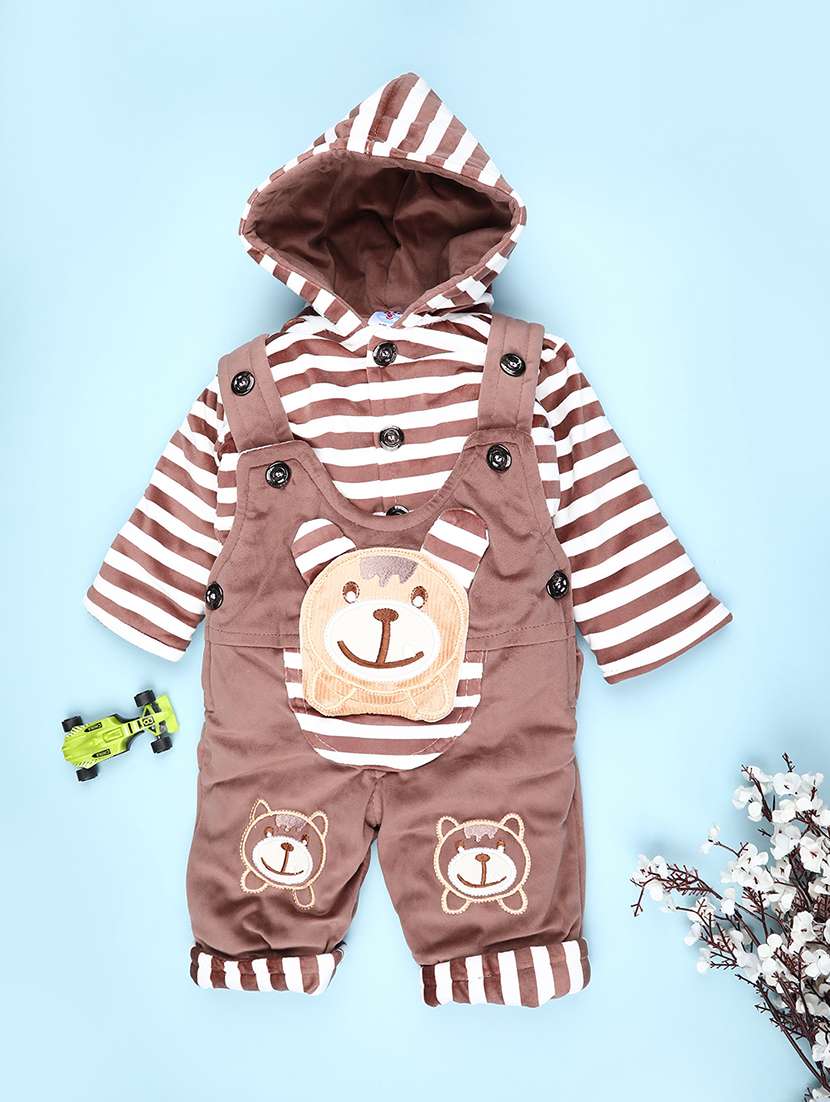 kids striped long sleeve winterwear dungaree