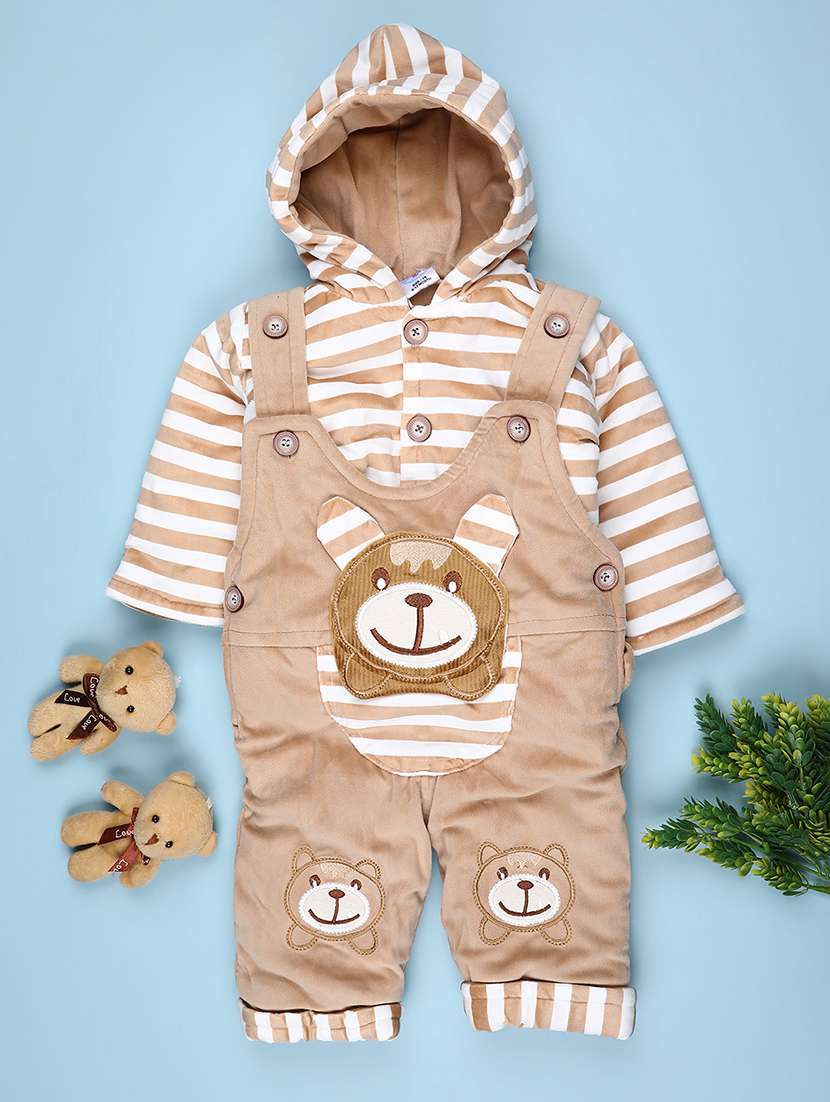 kids striped long sleeve winterwear dungaree