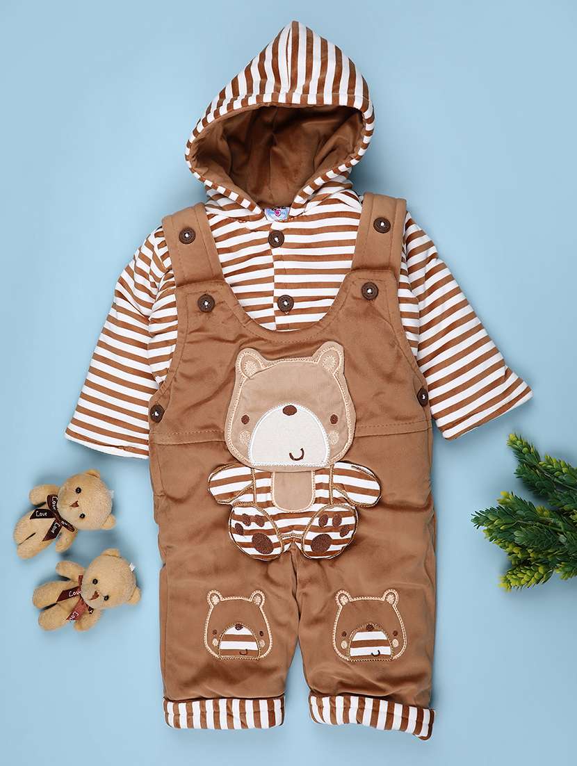 kids striped long sleeve winterwear dungaree