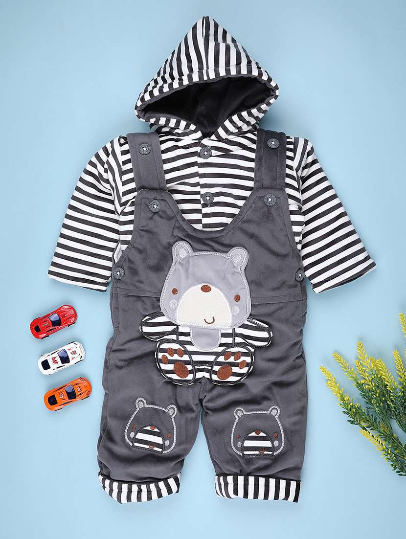 kids striped long sleeve winterwear dungaree