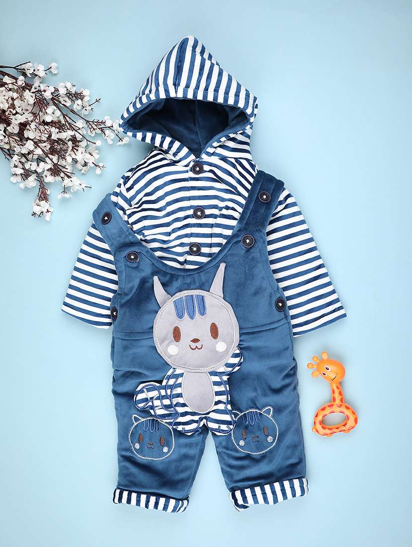 kids striped long sleeve winterwear dungaree